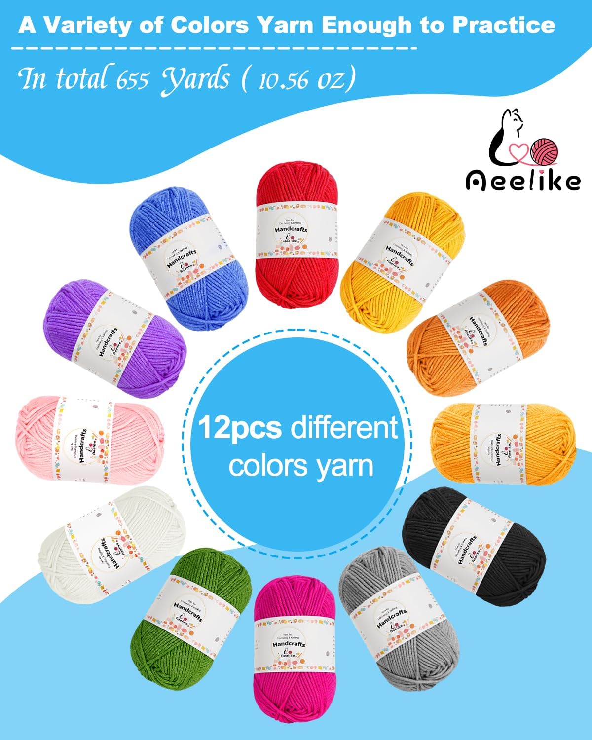 Aeelike - Kits de ganchillo para principiantes, adultos y niños, juego completo de ganchillo, color azul