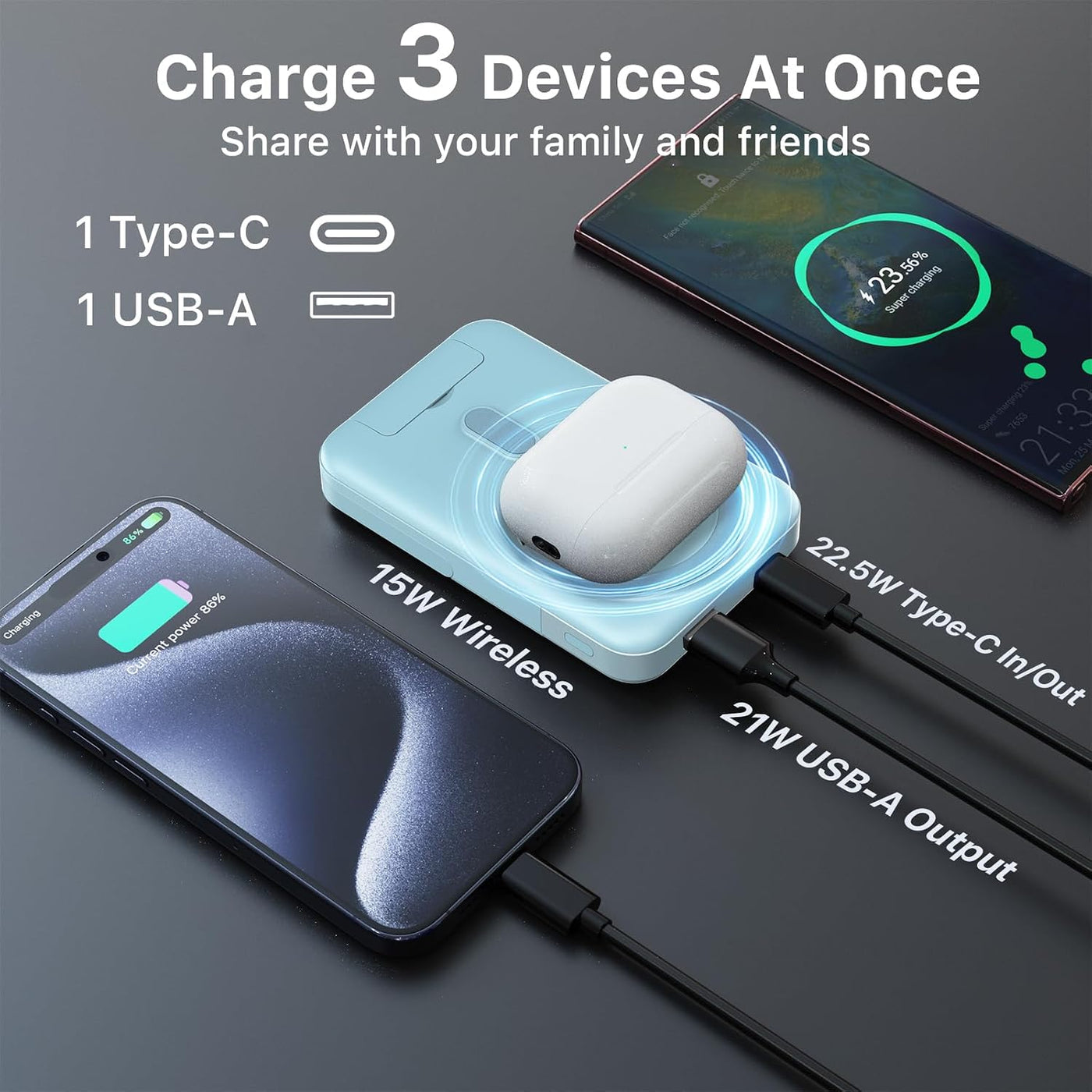 NOBIS Banco magnético de la energía 22.5W 10000mAh cargador portáti...