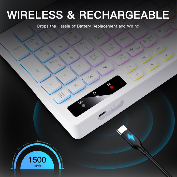 Soueto - Teclado inalámbrico con retroiluminación RGB de 7 colores,...