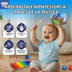 TOY Life Instrumentos musicales para niños pequeños, juguetes musicales para bebés de 1 a 3 años, juguetes de madera Montessori, juego de instrumentos de percusión con pandereta xilófono Maracas para niños de educación preescolar