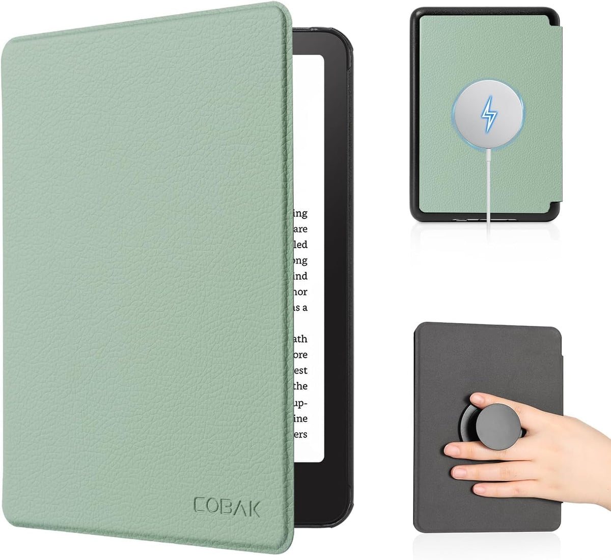 CoBak Funda magnética para Kindle de 6 pulgadas 2024 y 2022 (11 generación), compatible con PopSockets/UGREEN/Anker, agarre magnético y soporte, apagado y encendido automático, funda protectora