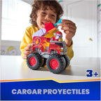 PAW Patrol: Rescue Wheels Marshall’s Firetruck, Camión de juguete con lanzador de proyectiles y figura de acción coleccionable, juguetes para niños y niñas de 3 años en adelante