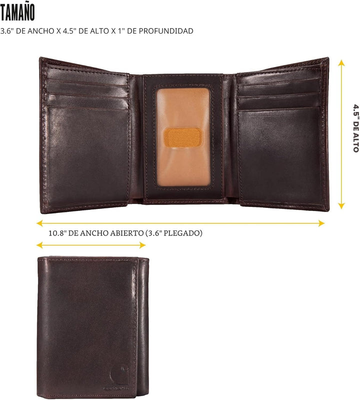 Carhartt Carteras duraderas de cuero marrón aceitado para hombre, d...