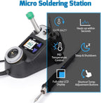 WEP 982-V Kit de Soldadura Micro con 5 puntas C245 para soldador, control de temperatura, modo de suspensión, apagado automático y pantalla LCD