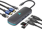 Estación de acoplamiento Wozoyo tipo C 9 en 1 con 2 puertos USB 5 Gbps, 2 x 4K HDMI, Gigabit Ethernet, lector de tarjetas SD y TF, PD 100 W, USB 2.0, USB-C Hub, compatible con Thunderbolt 4, macOS