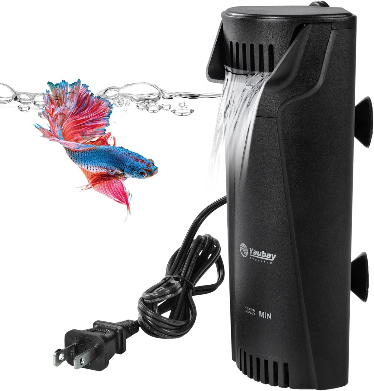 Filtro Interno Silencioso para Acuario, Filtro de Cascada de Bajo Nivel de 3 Etapas de Bio-Filtración de Potencia Pequeña con Rejilla Protectora para Filtración de Tanque de Peces, Tortugas y