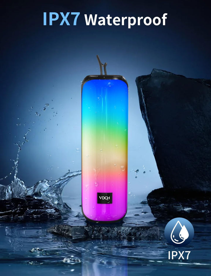 VOCH Altavoz Bluetooth 5.3 con luz RGB, altavoz inalámbrico portáti...