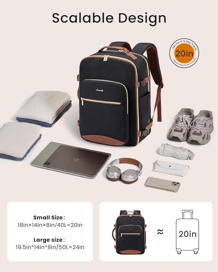 LOVEVOOK Mochila de viaje de mano, Cálido Beige-crema-moca Marrón,...