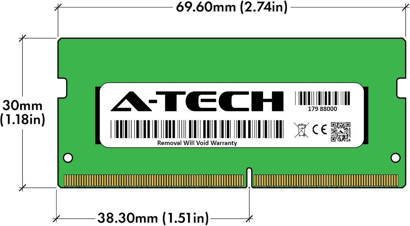 A-Tech 8 GB DDR4 2400 MHz SODIMM PC4-19200 (PC4-2400T) CL17 Módulo...