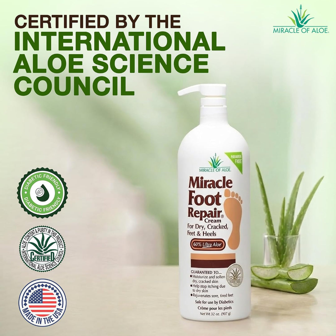 Miracle Foot Repair Cream (32 oz) Repara talones y pies agrietados,...
