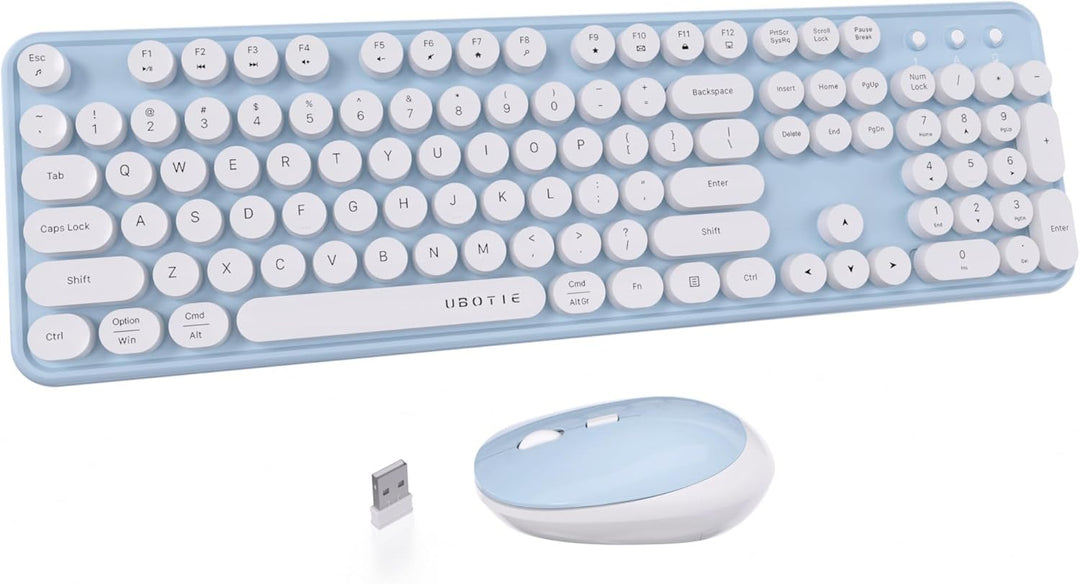 UBOTIE Teclado inalámbrico colorido para computadora y mouse óptico...