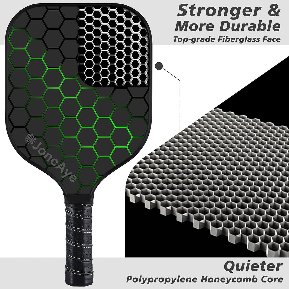 JoncAye Pickleball Paddles Set de 4 o 2 Fiberglass Rackets USAPA Approved