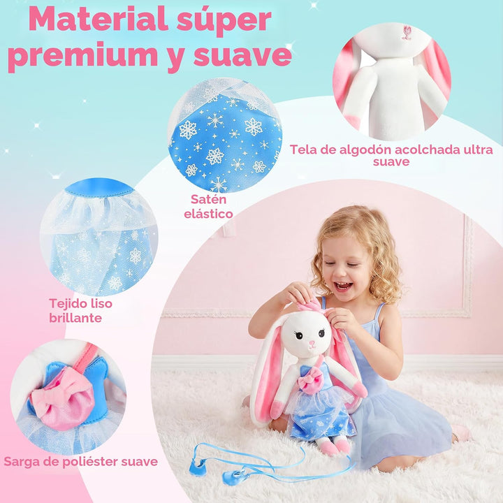 Muñeca bailarina de peluche para niñas de 3 a 8 años, conejito de p...
