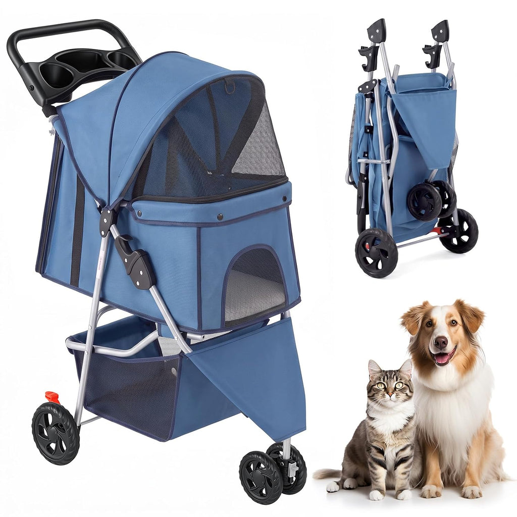 Cochecito para mascotas de 3 ruedas para perros y gatos, diseño