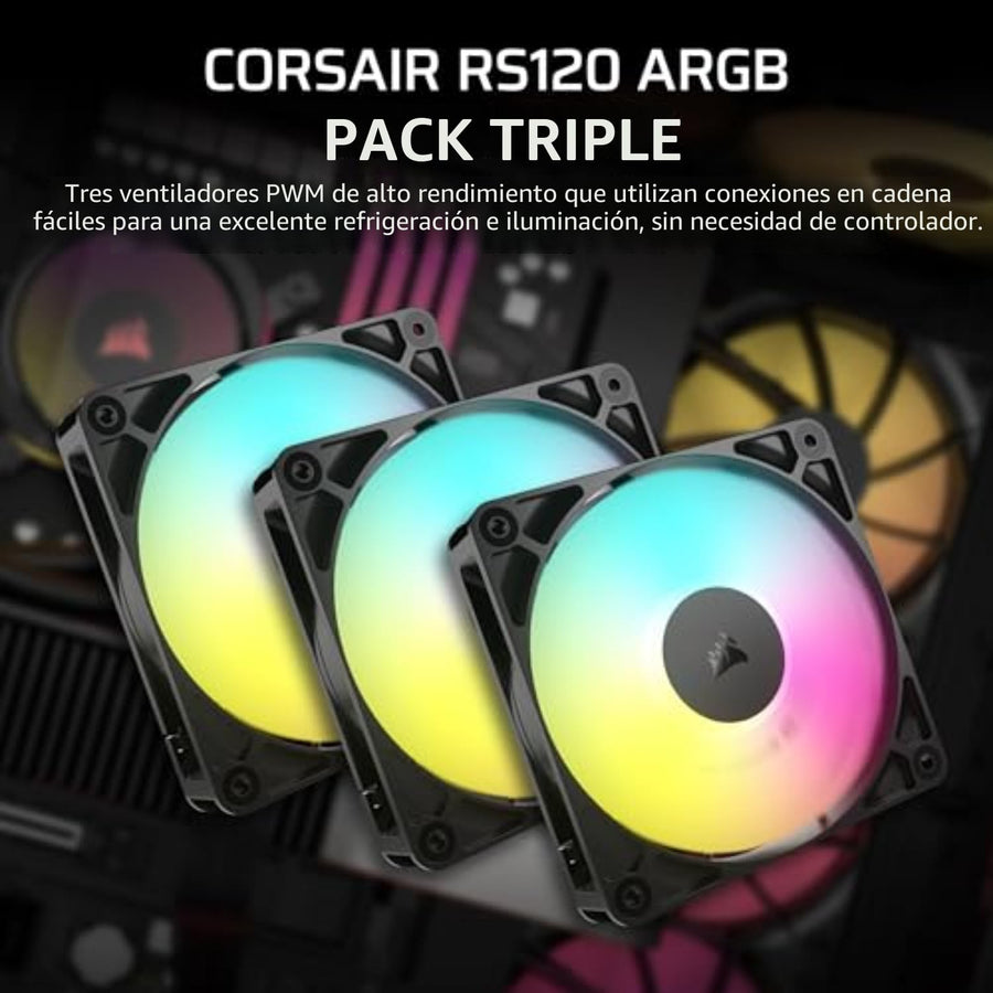 Ventiladores CORSAIR RS120 ARGB de 120 mm PWM \u2013 Conexión Daisy...