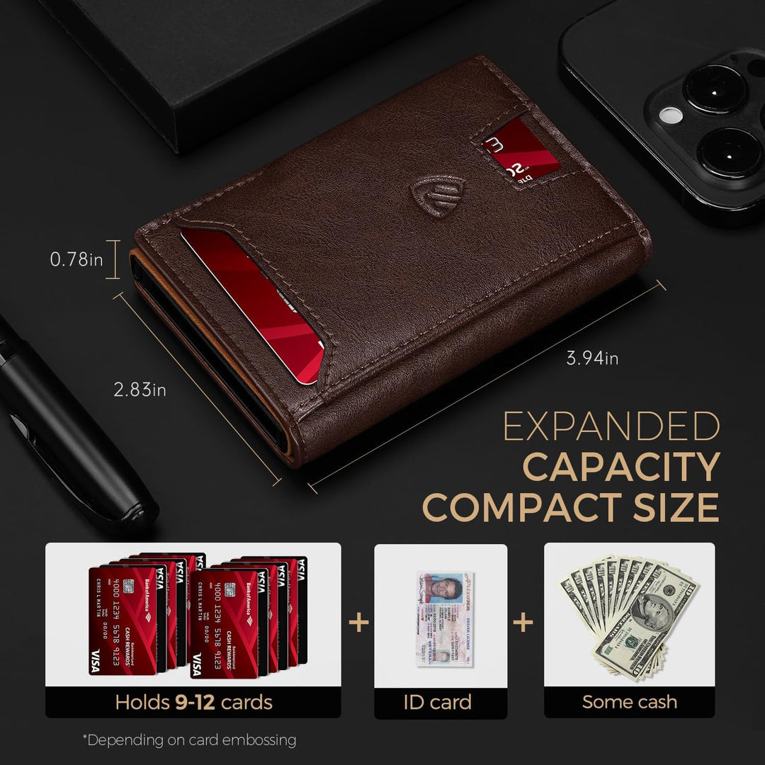 RUNBOX Billetera para hombres de 9 a 13 tarjetas con bloqueo RFID,...