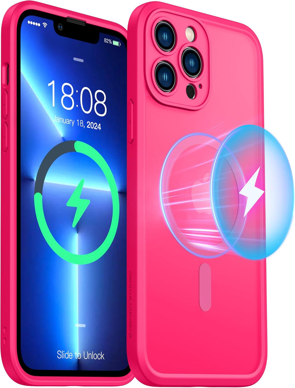ImpactStrong Protector magnético diseñado para iPhone 13 Pro Max [protección de cámara] [prueba de caídas de grado militar] [compatible con MagSafe] Funda de teléfono delgada translúcida mate (6.7