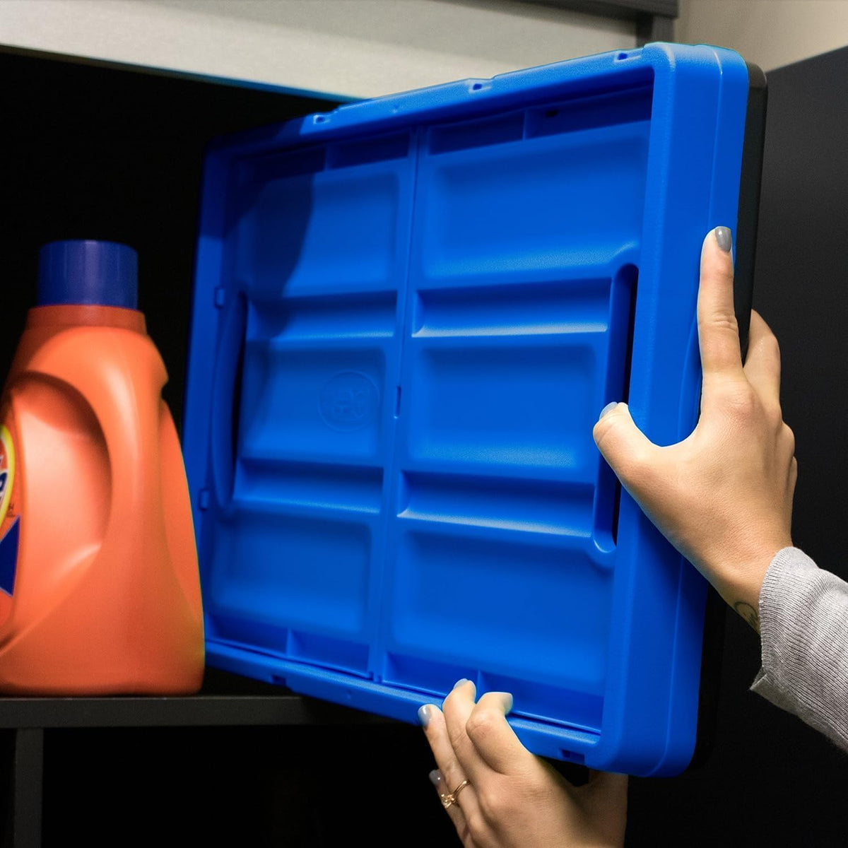 CleverMade - Contenedores de almacenamiento plegables, 62L, paquete de 3, apilables, 100 libras, obsidiana