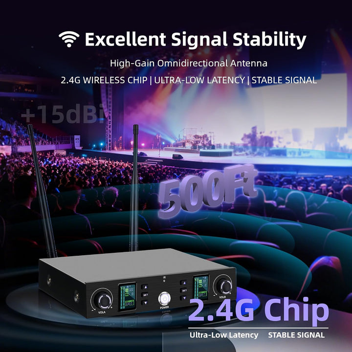 Kelghua Dual UHF Sistema de micrófono inalámbrico portátil de metal...