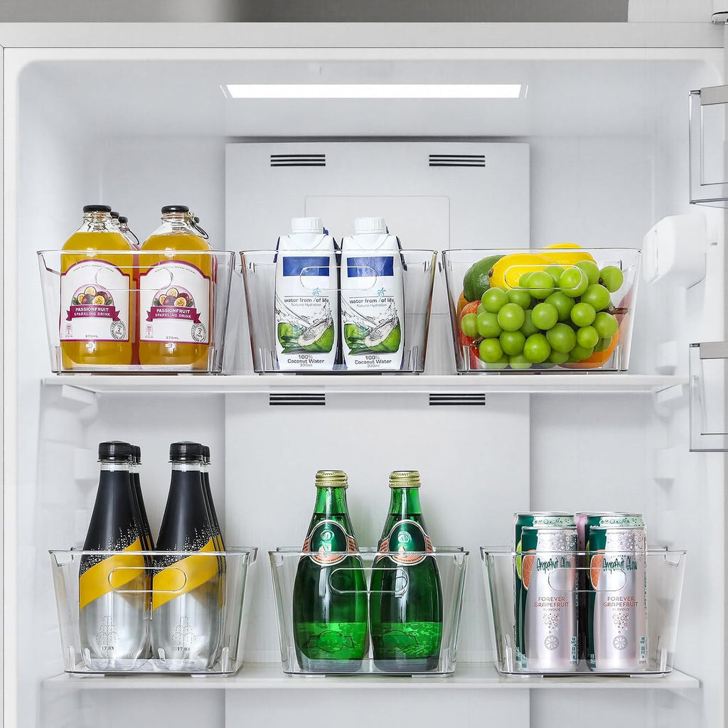 Paquete de 12 cubos de almacenamiento transparentes multiusos, contenedores organizadores de despensa para armario de cocina