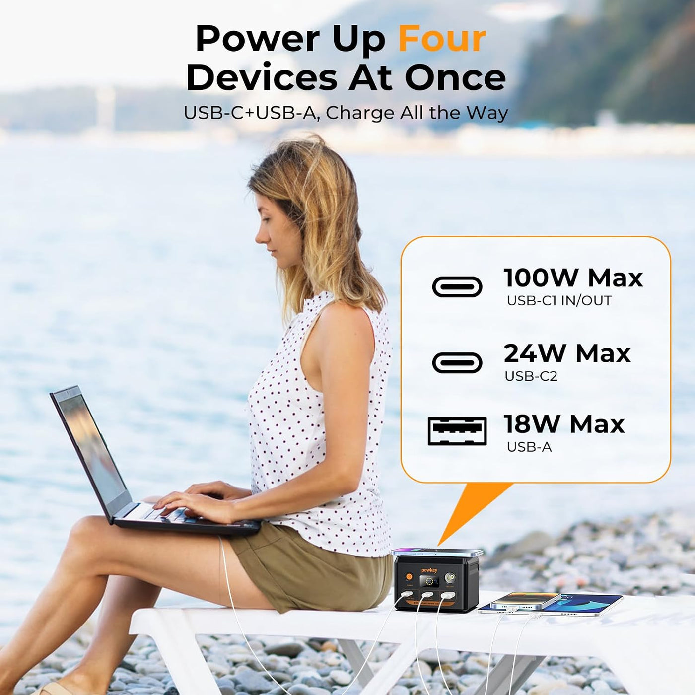 powkey Banco de energía portátil de 146 Wh y cargador portátil port...