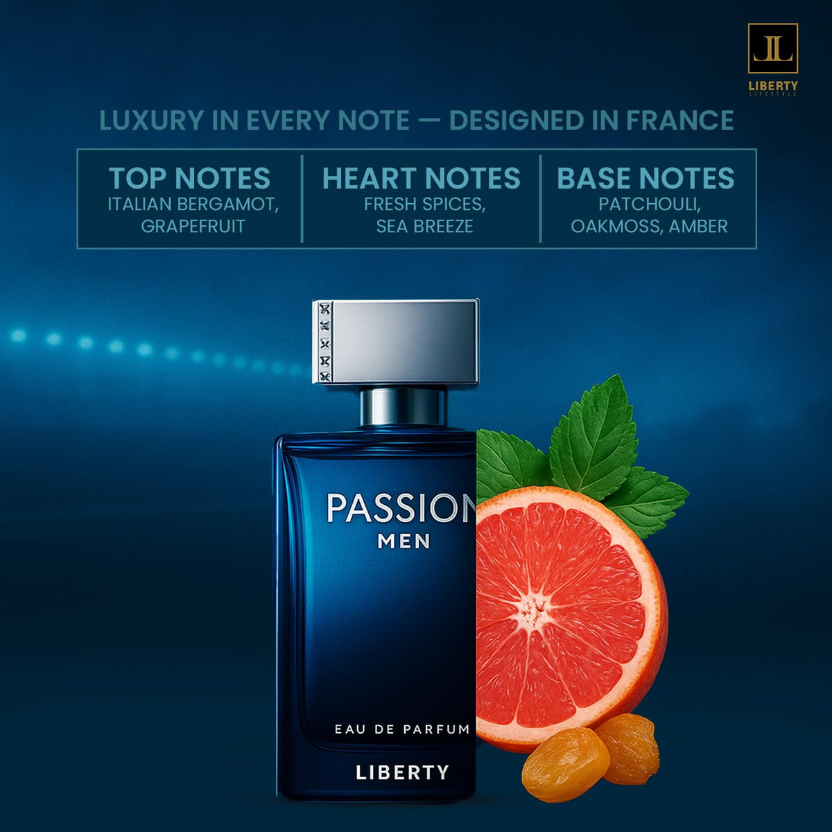 Liberty Eau De Parfum Luxury Passion para hombres, aroma picante au...