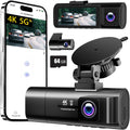 Cámara de tablero 4K delantera y trasera en el interior, 3.16 pulgadas IPS, cámara de tablero de 3 canales para automóvil con WiFi 5G, tarjeta gratuita de 64 GB, gran angular de 170°, grabación en bucle, sensor G, WDR, visión nocturna, lapso de tiempo