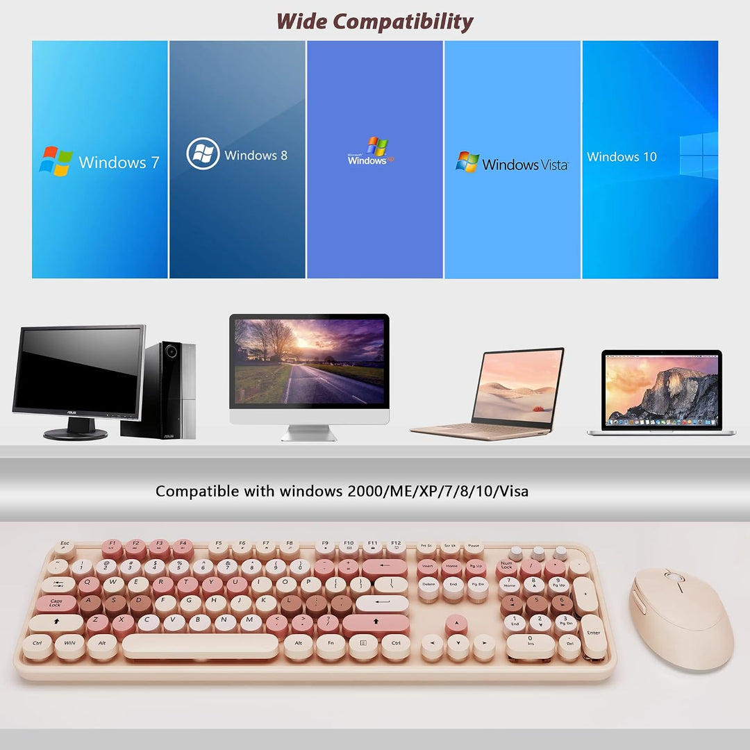Combo de teclado y mouse inalámbricos colorido - Teclado inalámbric...
