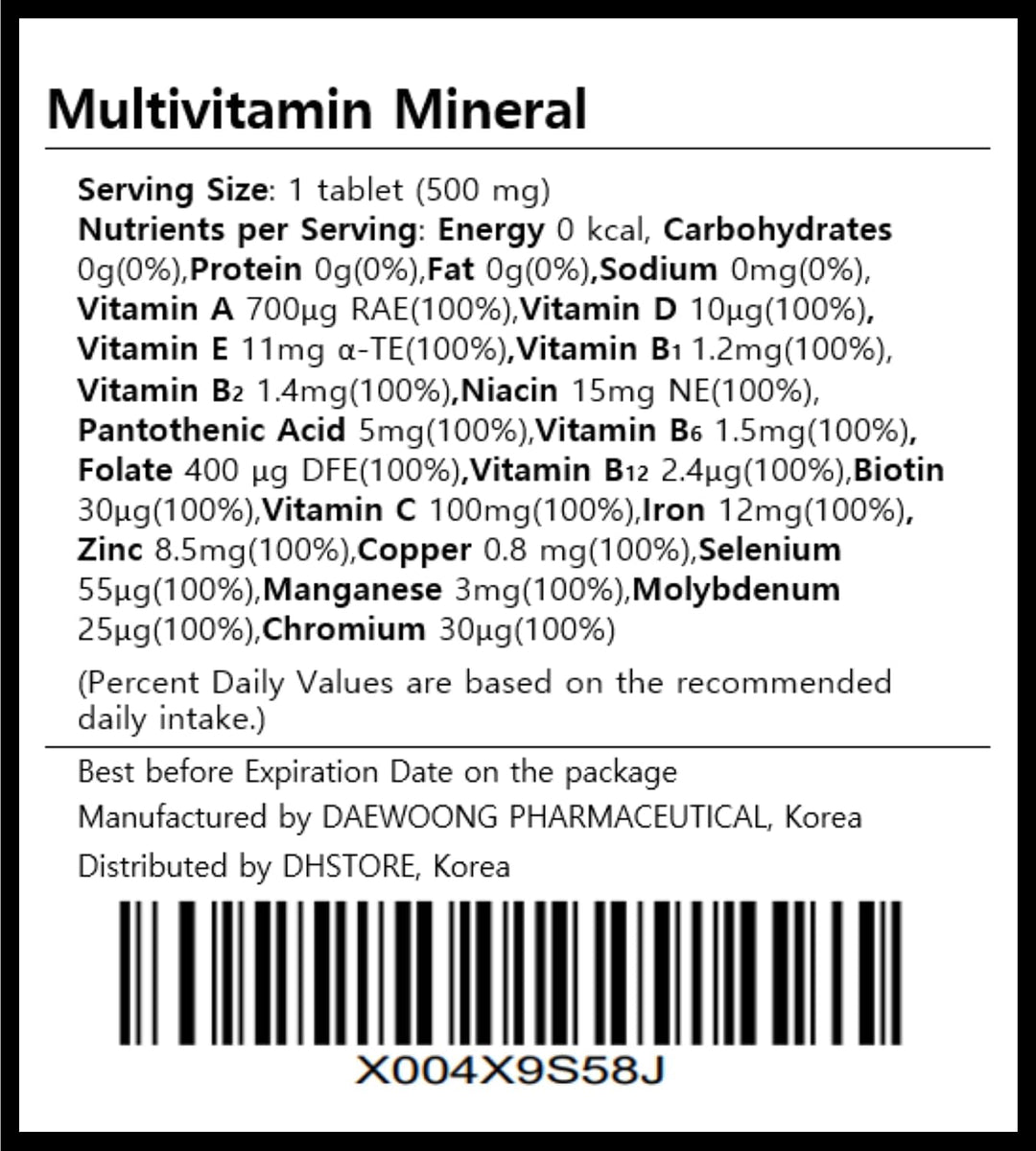 DAHLORE Minerales multivitamínicos, suplemento multivitamínico diar...