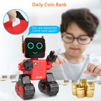 okk Robot de juguete para niños, kit de robot inteligente a control remoto con robótica de control táctil y de sonido, robots inteligentes programables inteligentes con caminar, bailar, cantar, hablar, transferir artículos para niños y niñas (rojo)
