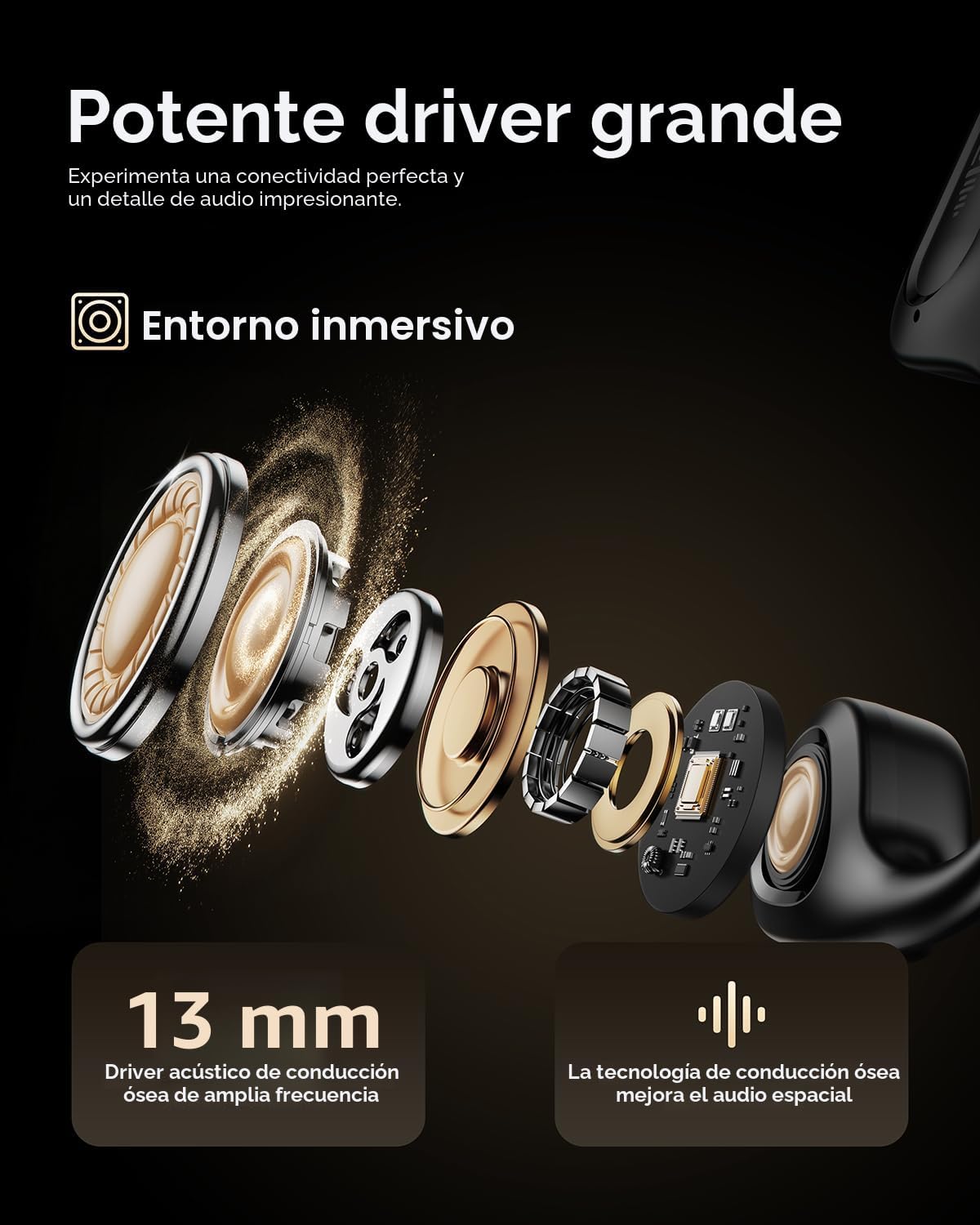 PSIER Auriculares de conducción ósea, auriculares de conducción ósea, Bluetooth inalámbrico 6.0