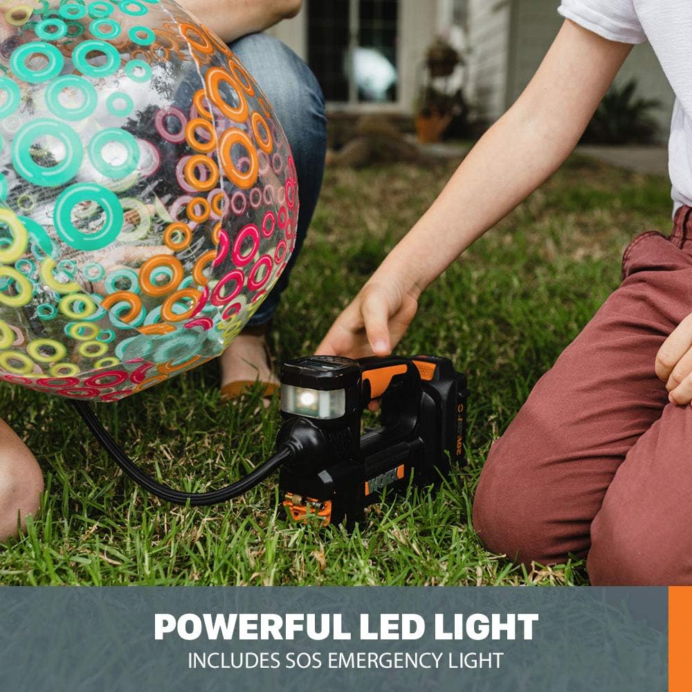 Worx WX092L 20V 2.0Ah inflador inalámbrico 2 en 1, batería y cargad...