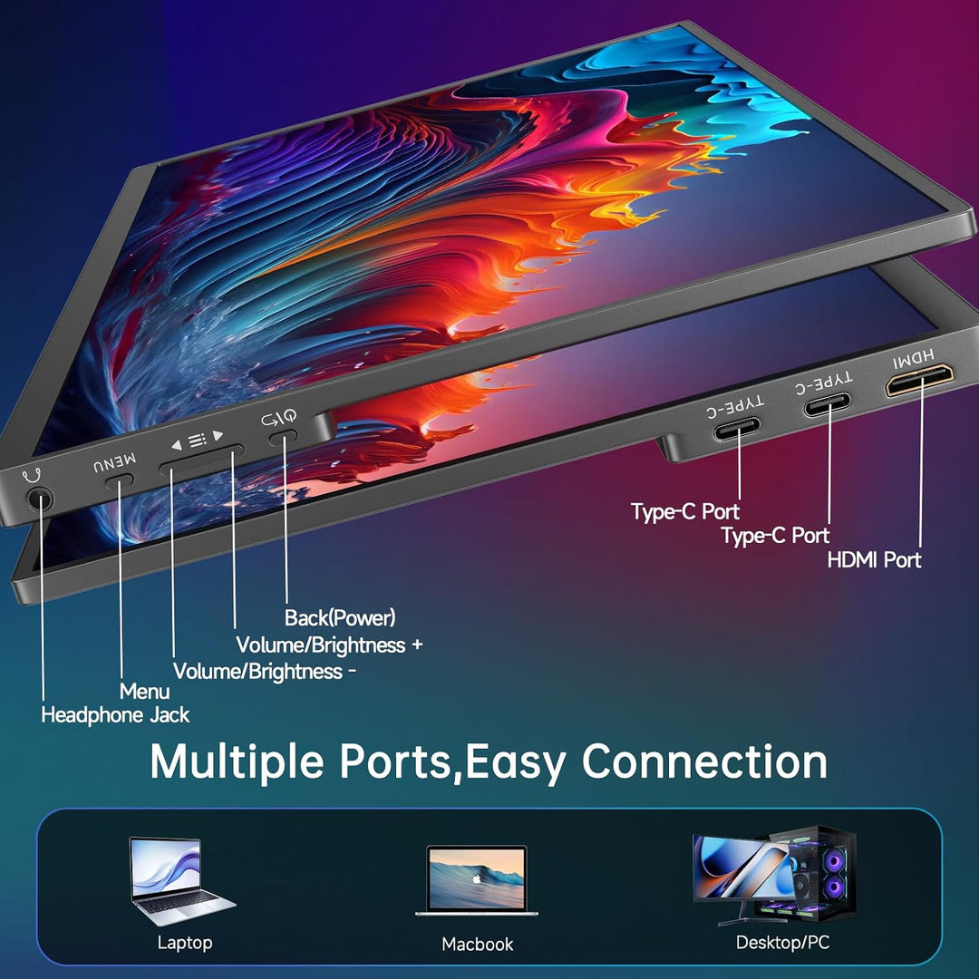 Monitor portátil con pantalla táctil de 15,6 pulgadas, extensor de...