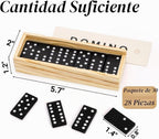 Noamus Juego de 30 mini dominó de madera, juego de dominó doble de 6 con estuche de madera e instrucciones (idioma español no garantizado), regalo de fiesta de dominó a granel, juego de caja de viaje de dominó de 28 azulejos, actividad de mesa clásica en