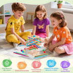 Juegos de mesa de madera Montessori, juego de dados con 48 palos coloridos y 12 bolas, juego familiar para niños y adultos, juguetes educativos de matemáticas para niños de 3, 4, 5 y 6 años, juguete