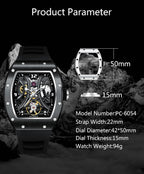 Paras Crown Relojes Automáticos para Hombre Caja de Acero Correa de Silicona Analógico 30M Resistente al Agua Reloj Mecánico Relojes de Moda para Hombre Relojes De Hombre