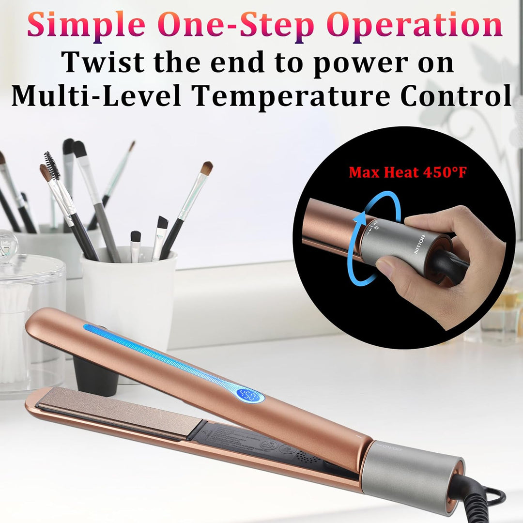 NITION - Plancha profesional de titanio para cabello, para un estil...