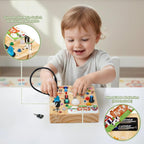 Sanlebi Tablero LED ocupado para niños pequeños de 1 a 3 años, juguete Montessori con interruptor de llave, tablero sensorial de actividad de madera iluminado para habilidades motoras finas, juguete educativo de viaje, regalo para niños y niñas de 1, 2, 3