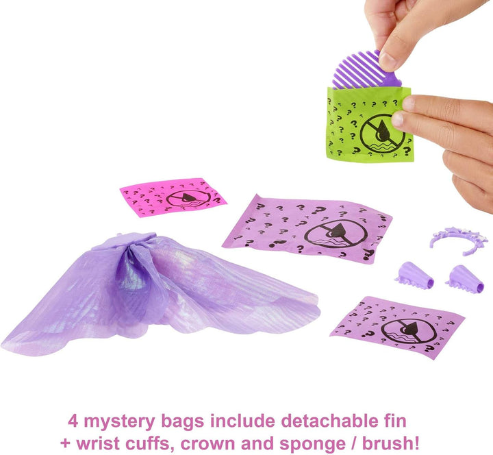 Muñeca Barbie Color Reveal y accesorios, serie sirena arco iris, 7...