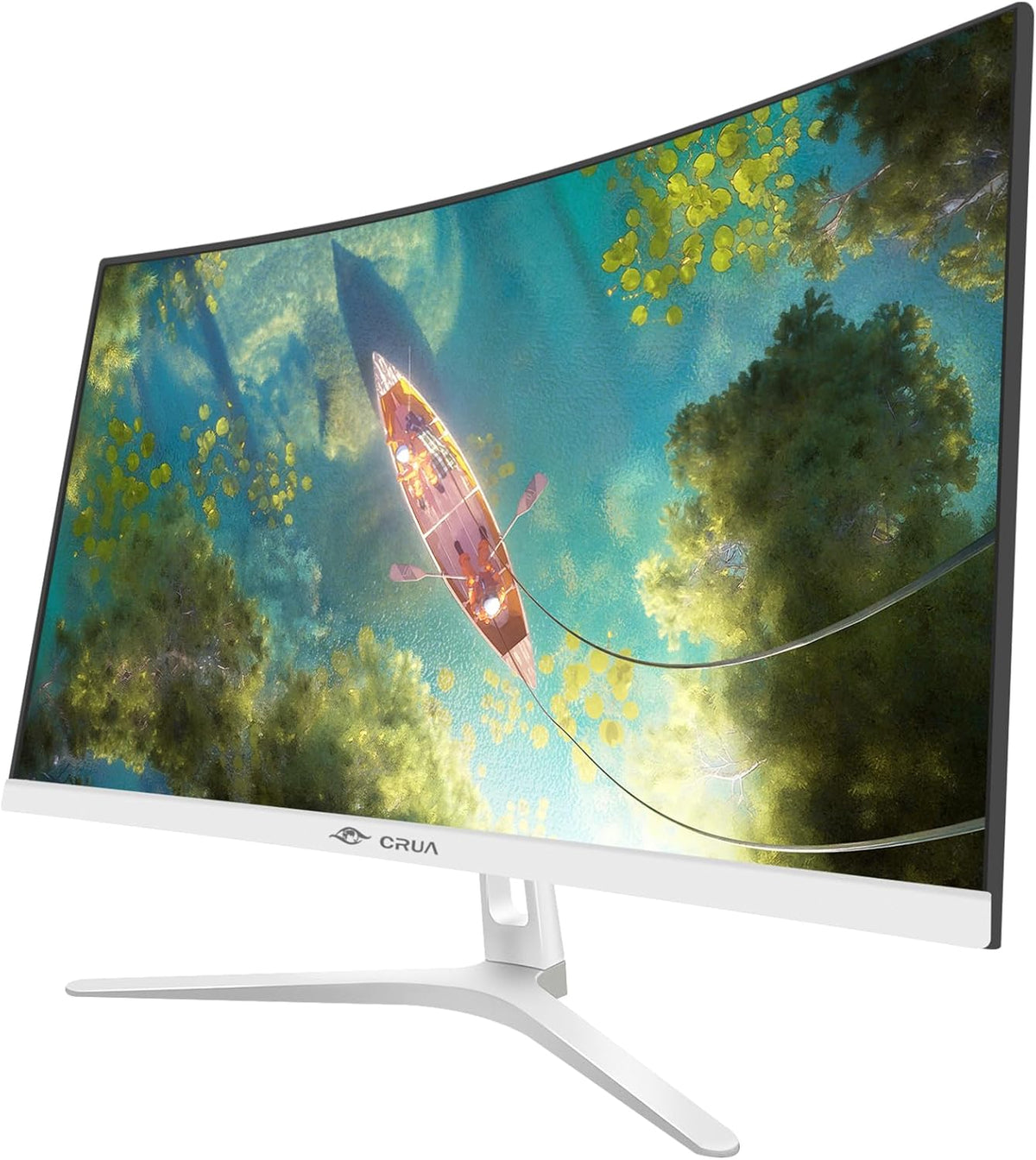CRUA - Monitor curvo de 27 pulgadas en blanco, Full HD (1920x1080P)...