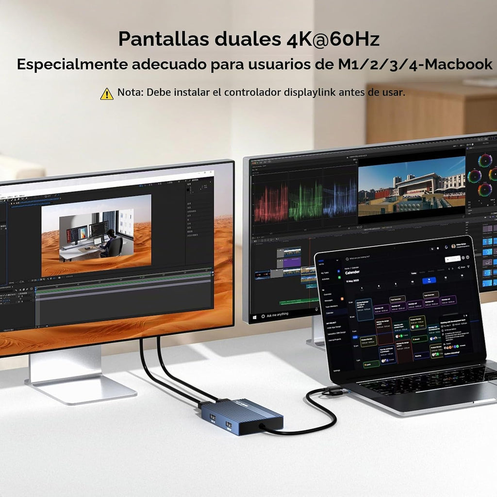 ACASIS Adaptador DisplayLink Dual DP para MacBook Air/Pro M1/M2/M3/M4