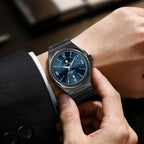SAPPHERO Reloj para hombre con subesfera de fecha/esfera de números arábigos, cuarzo analógico, correa de acero inoxidable/piel, 164 ft impermeable, reloj de pulsera de vestir casual para trabajo de