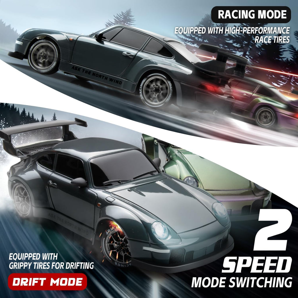 RC Drift Car 1/24 Widebody Gris Control remoto Drift Car para