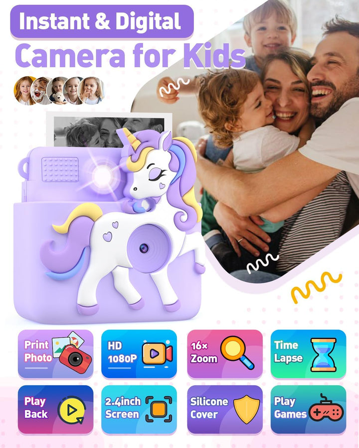 Cámara para niños con impresión instantánea para niñas de 4 a 12 añ...