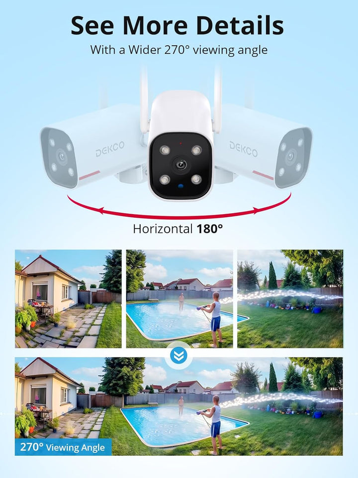 DEKCO - Cámara de seguridad para exteriores - Cámaras WiFi con cabl...