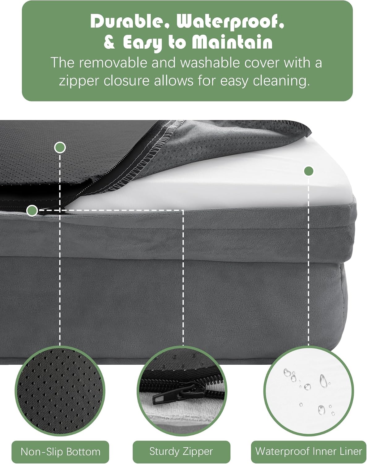 Spotted Play Cama Ortopédica para Perros con Laterales - Camas Sofá para Perros Grandes, Cama Sofá de Espuma de Apoyo para Mascotas con Funda Extraíble Lavable, Forro Impermeable y Base Antideslizante
