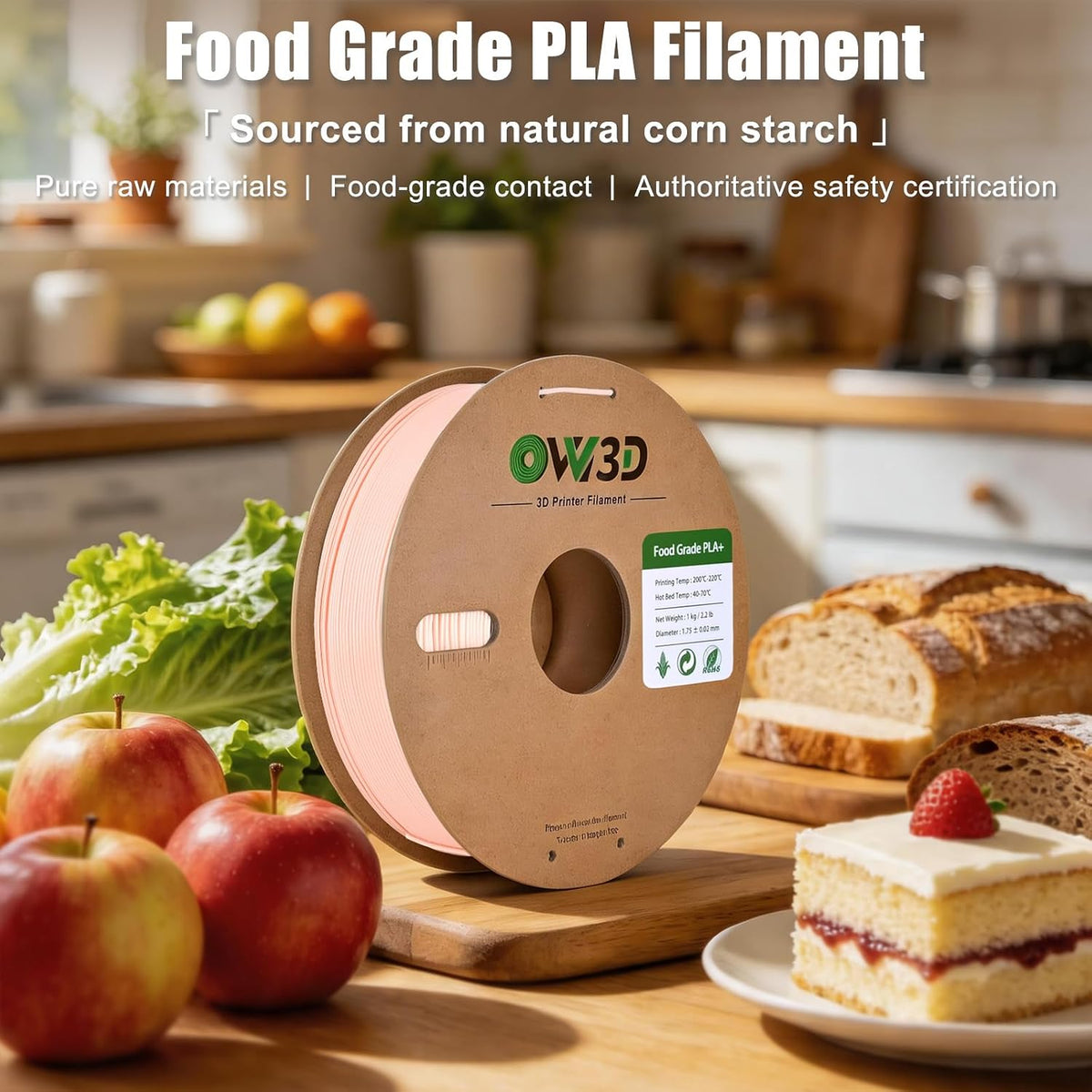OVV3D Filamento PLA seguro para alimentos de 0.069 pulgadas (0.069...