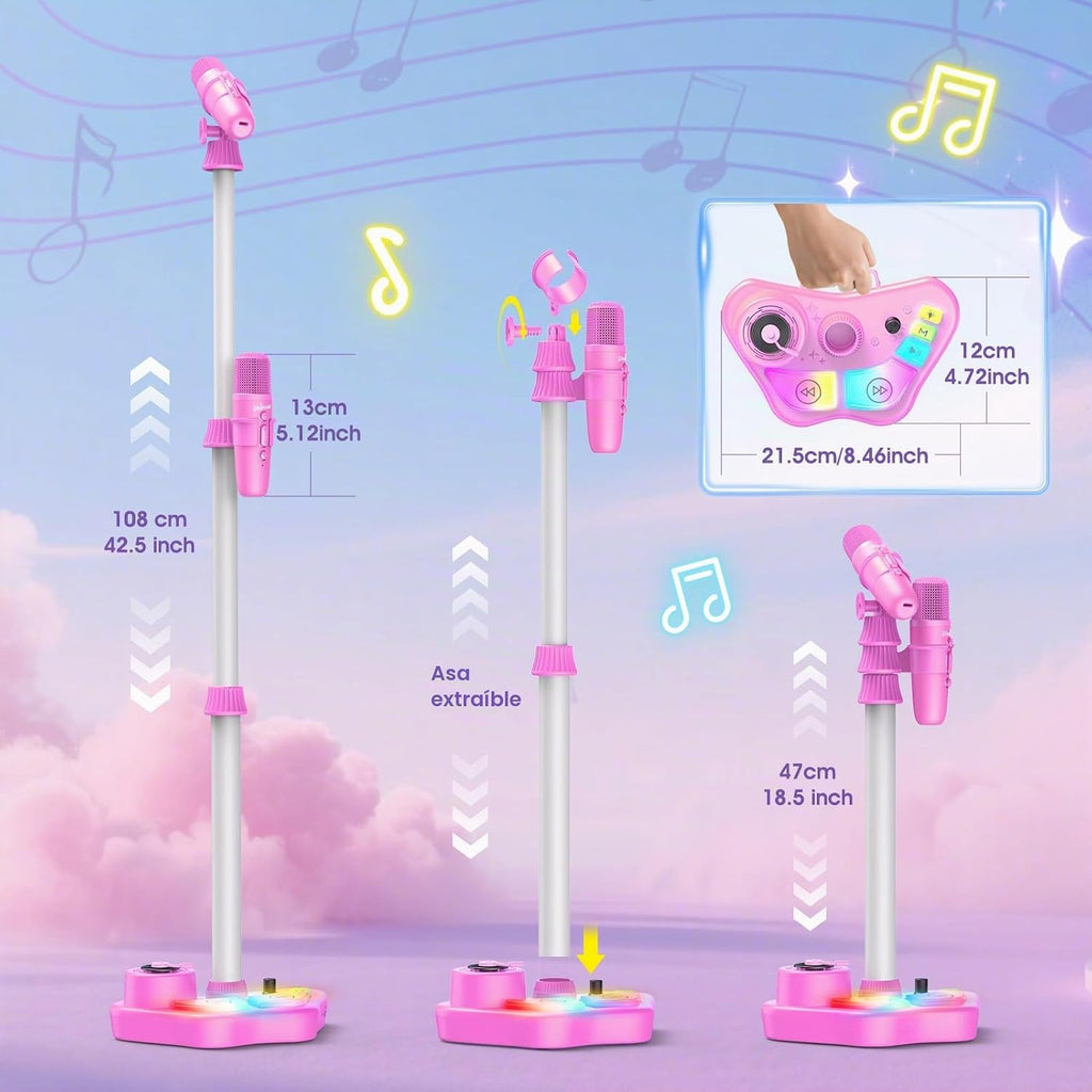 Máquina de karaoke para niños de 3, 4, 5, 6, 7, 8 años, micrófono recargable para niños, regalo de Navidad, cumpleaños, juguete para cantar para niñas de 3 a 5 4 a 6 años, altavoz Bluetooth con 2