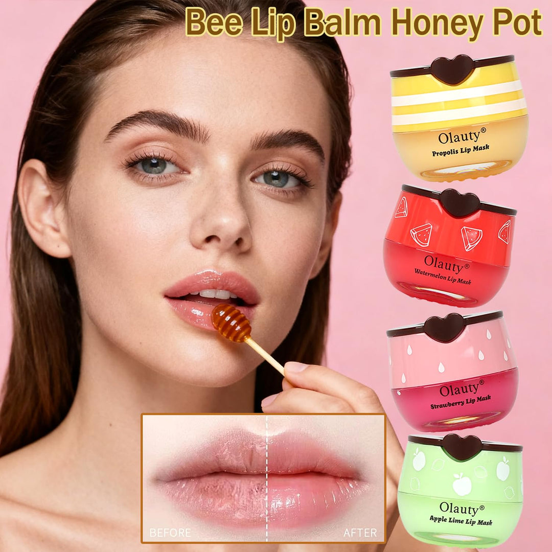 4 piezas de bálsamo labial de abeja en tarro de miel, bálsamo de mi...