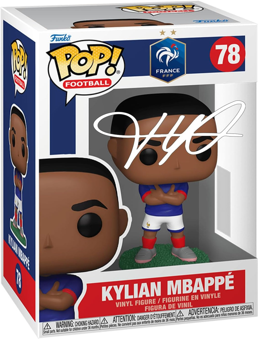 Kylian Mbappe #78 France - Figura de fútbol con funda protectora con diseño de facsímil firmado con láser, autografiado con láser